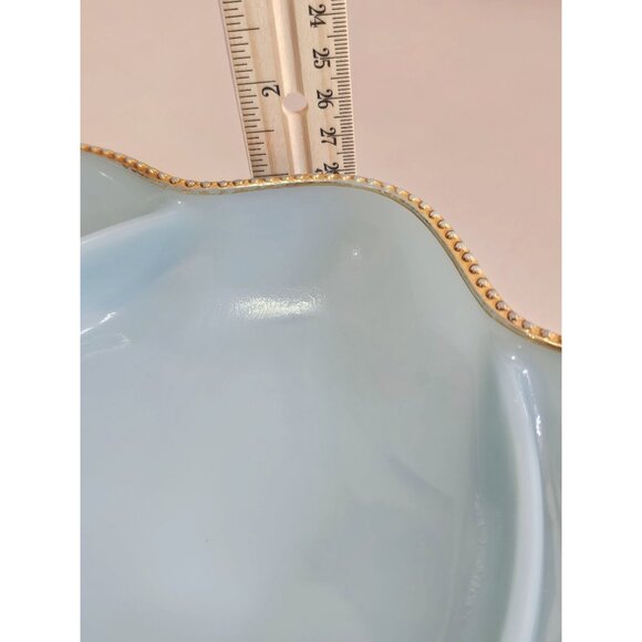 Fire King Delphite Serving Tray 11" long 3-section plate gold trim vtg midcentur - Picture 10 of 11